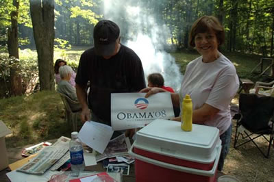 Don and Dottie looking at all the Time Capsule stuff