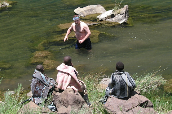 Fishing for a lost lure....with an audience