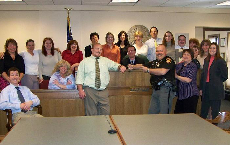 A gathering of Chip's court staff for a party. Probably around 2010