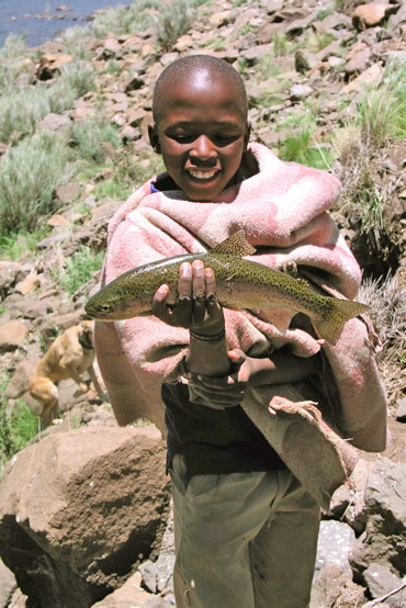 Chip's first and only Lesotho Rainbow Trout caught in the Katse River
