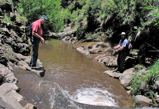 Fishing at Chip's old site in Thaba Tseka (no fish were caught that day)