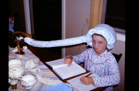 Me under the hair dryer. I must have been around 10 so around 1965. We lived on Cat's Den Rd. Chagrin Falls.
