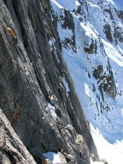 Freddie Wilkinson buried in a chimney a few pitches up the lower wall.