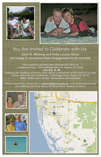 Save the Date for Polly and John's wedding.