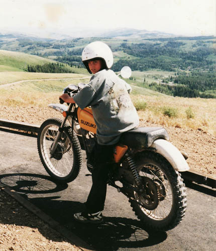 Adam Henry - Okay, this photo was taken when Adam was about 12 years old riding in the mountains in Idaho and having a great time. He has plans to get a bike ASAP.