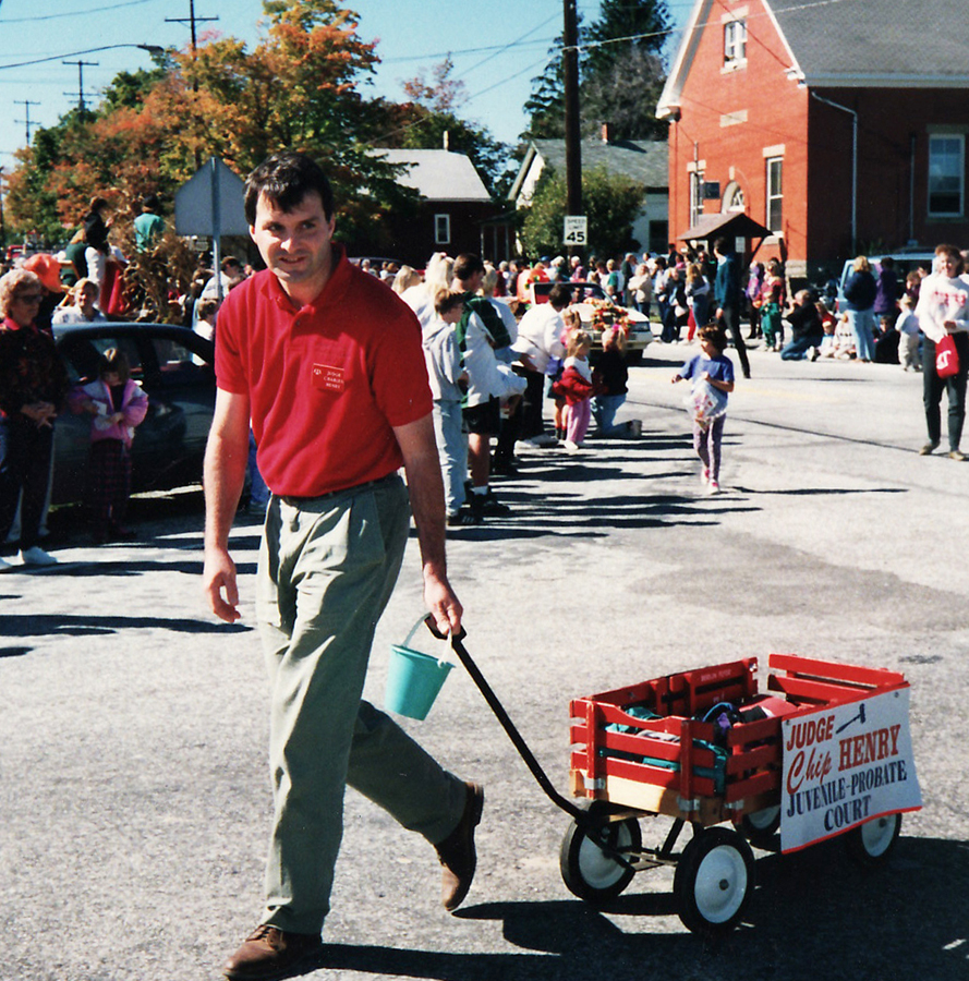 Campaigning at a parade in Huntsburg