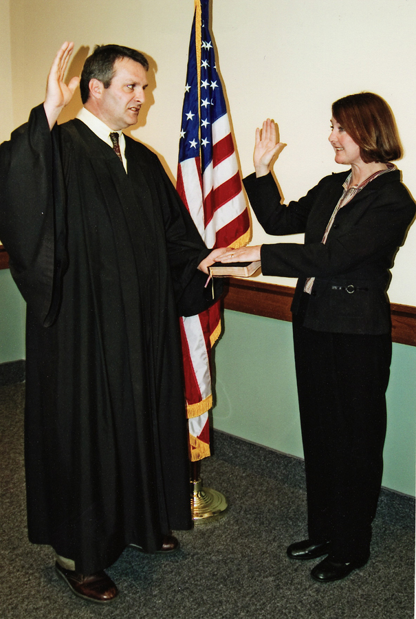 Swearing in Dodie as Geauga magistrate.