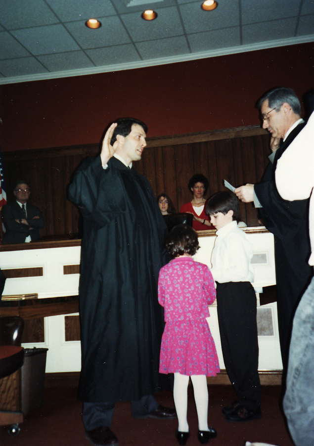 Being sworn in by Judge Inderlied.