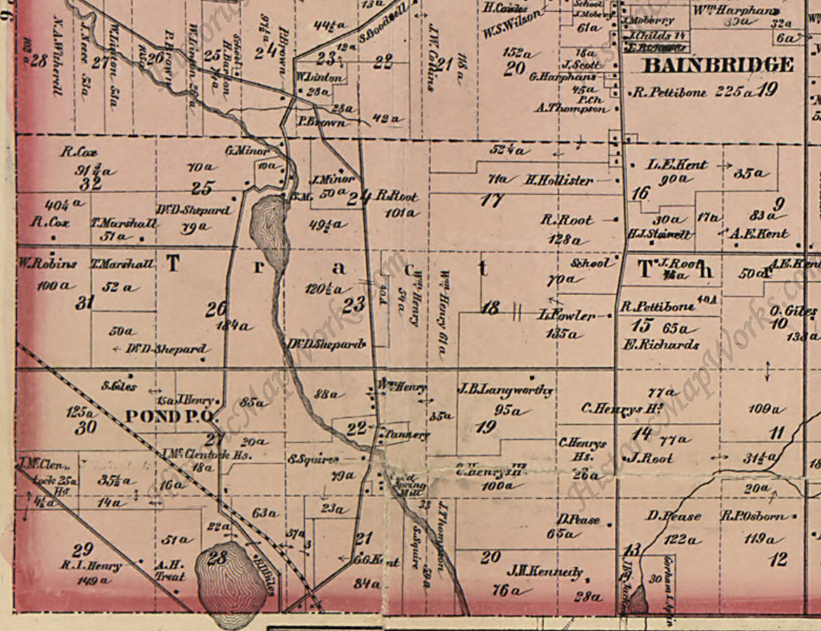Bainbridge SW corner 1857 map