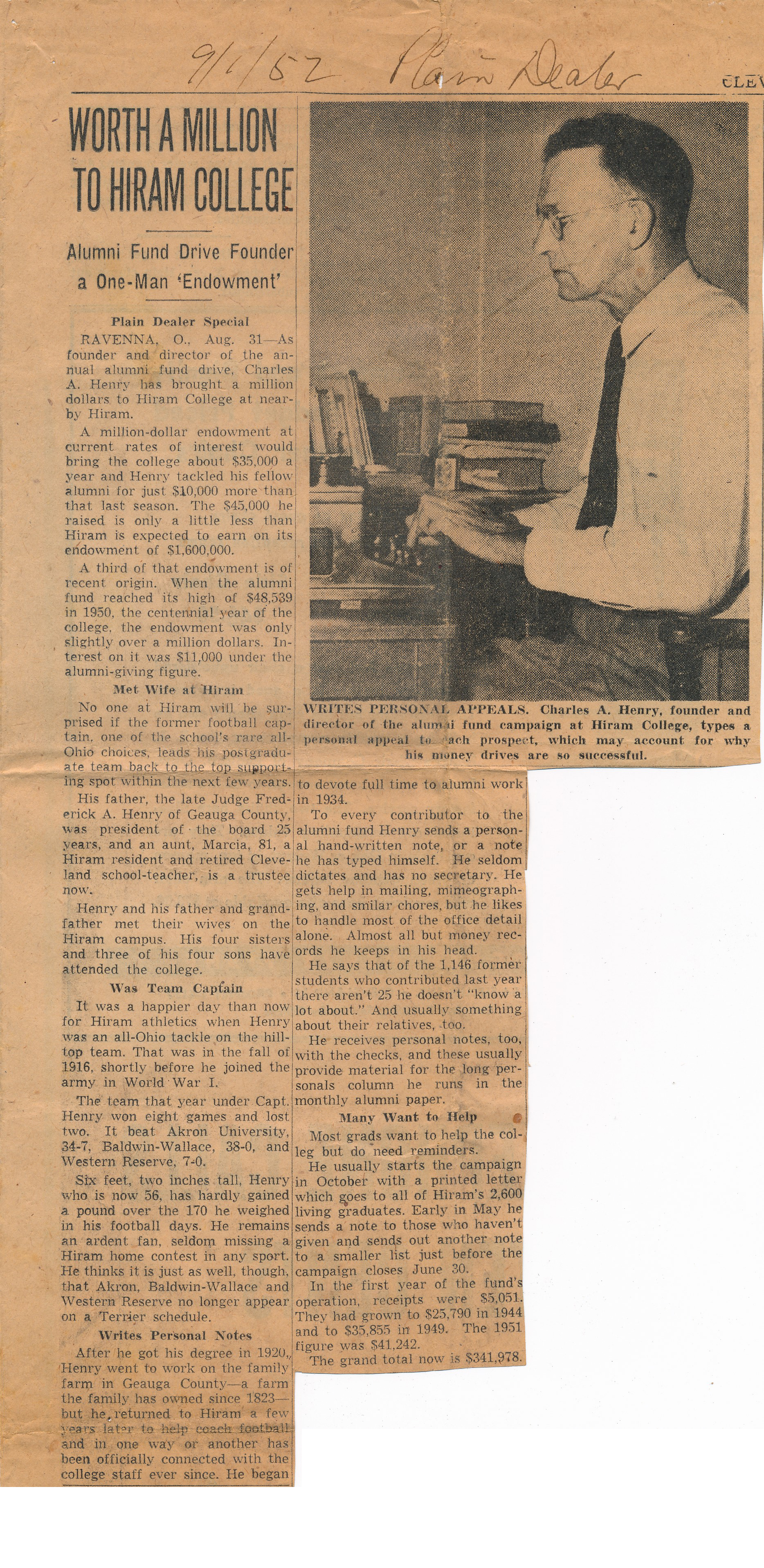 This article has lots of good information about Chuck's role at Hiram College