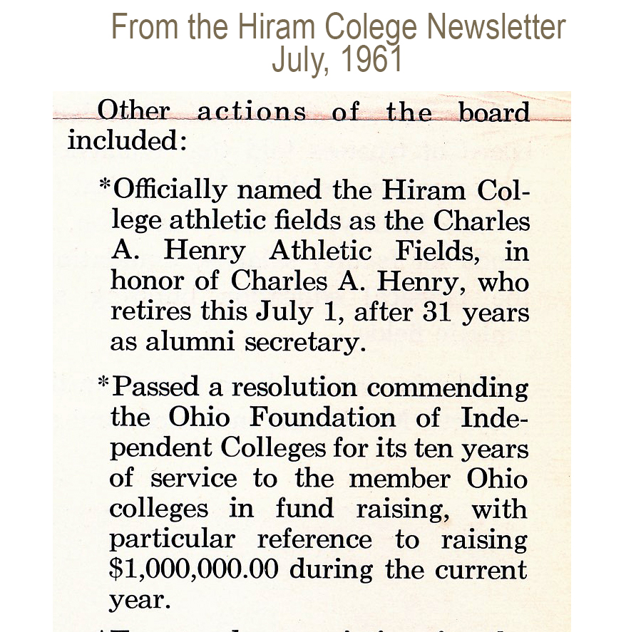 Interesting tidbit in the 1961 Hiram Newsletter