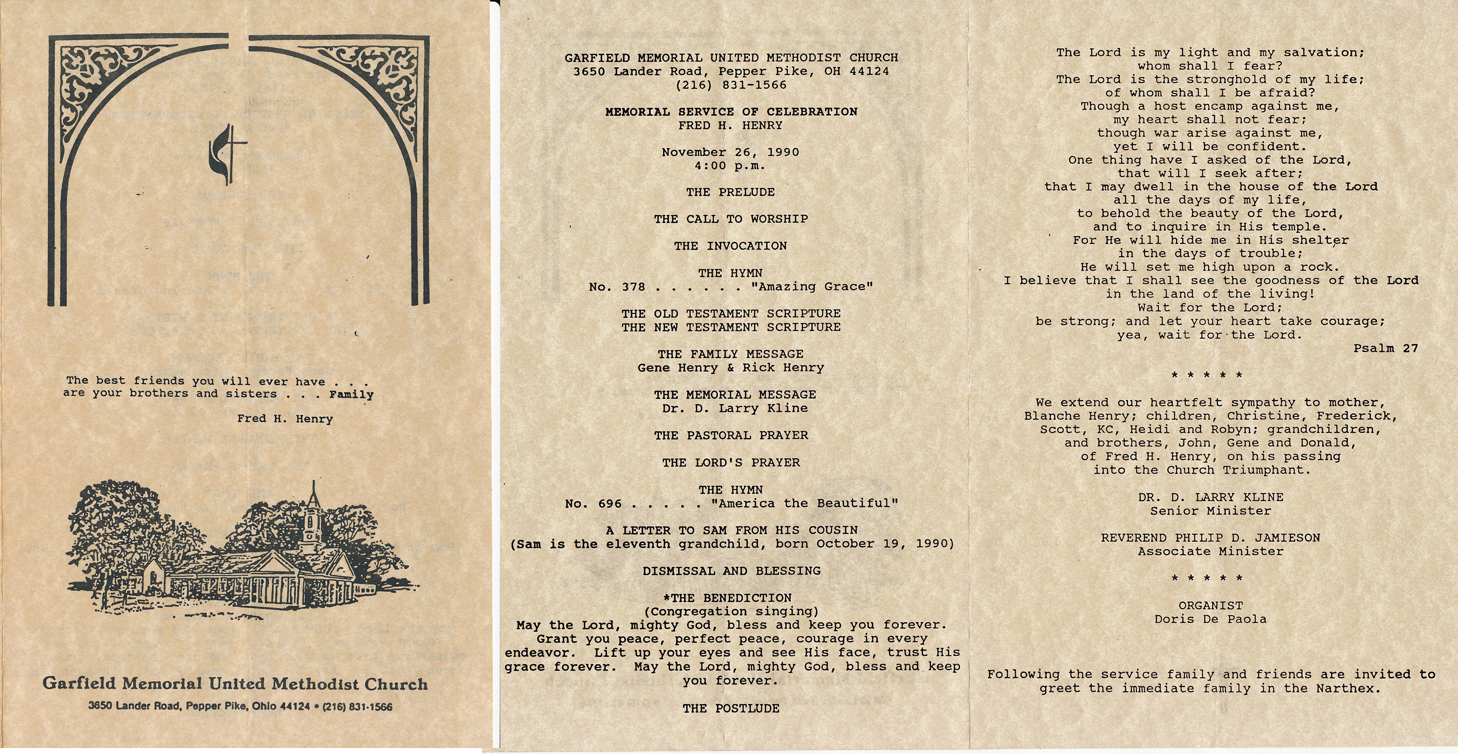 Fred H. Henry service 11-26-90