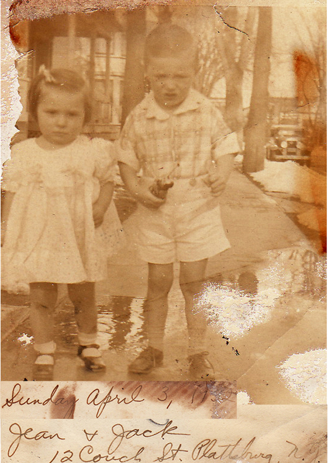 Jeanne and brother Jack on Sunday, April 3, 1932 in Platsburg, NY. Residence for a short time.
