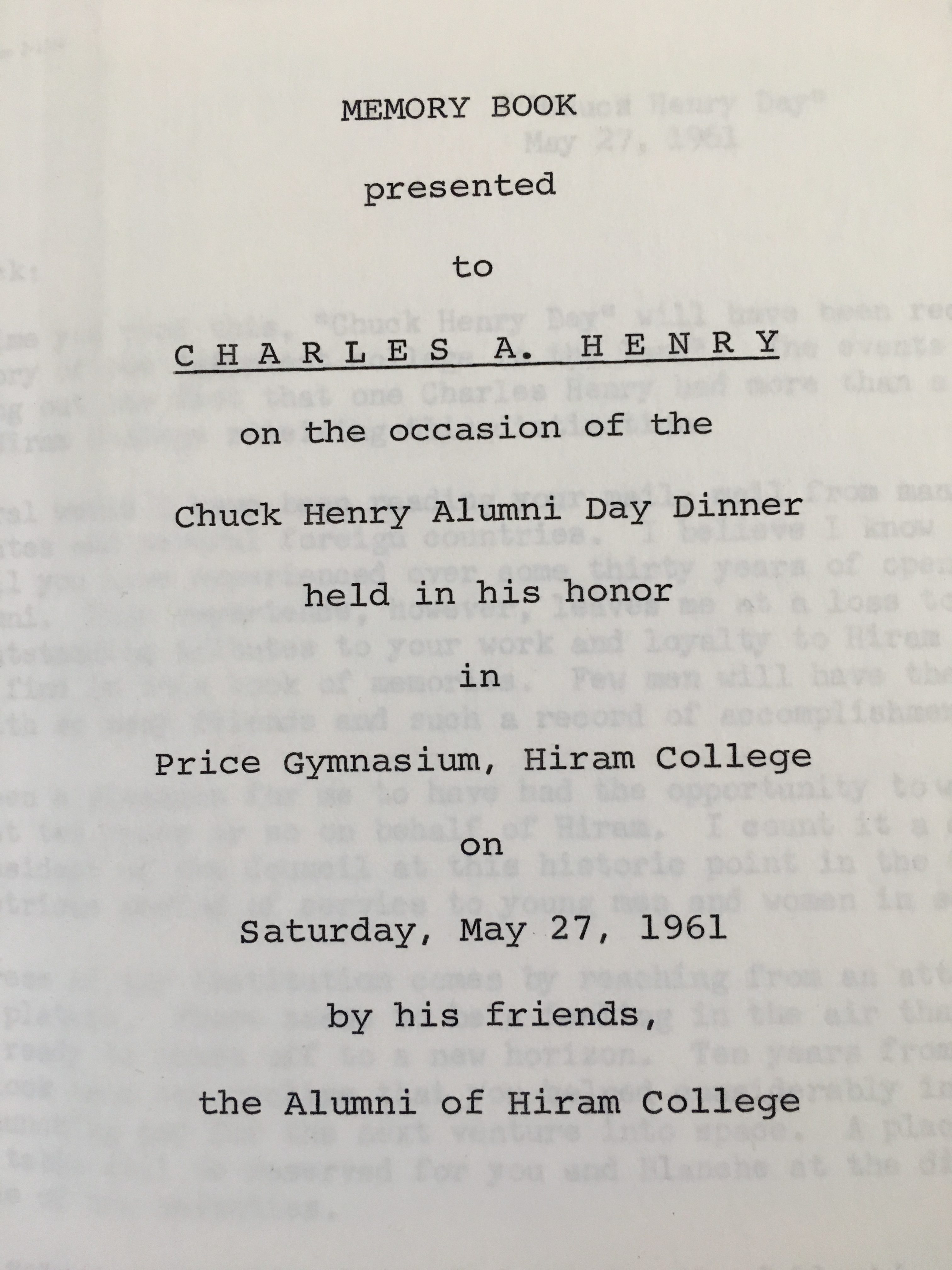 Cover page of the Memory Book