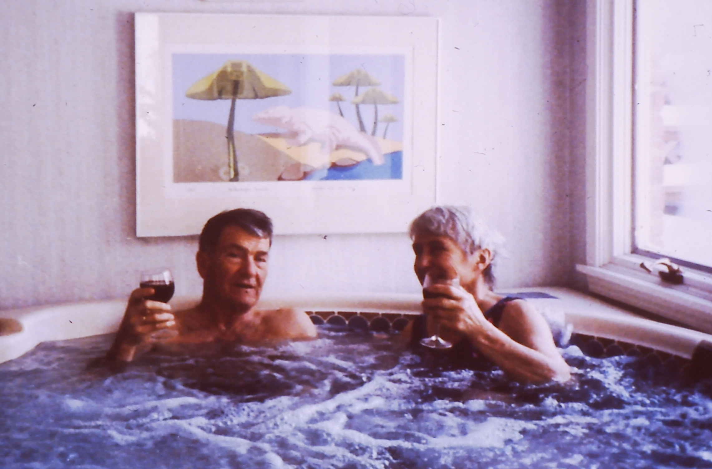 Toasting a vacation trip somewhere