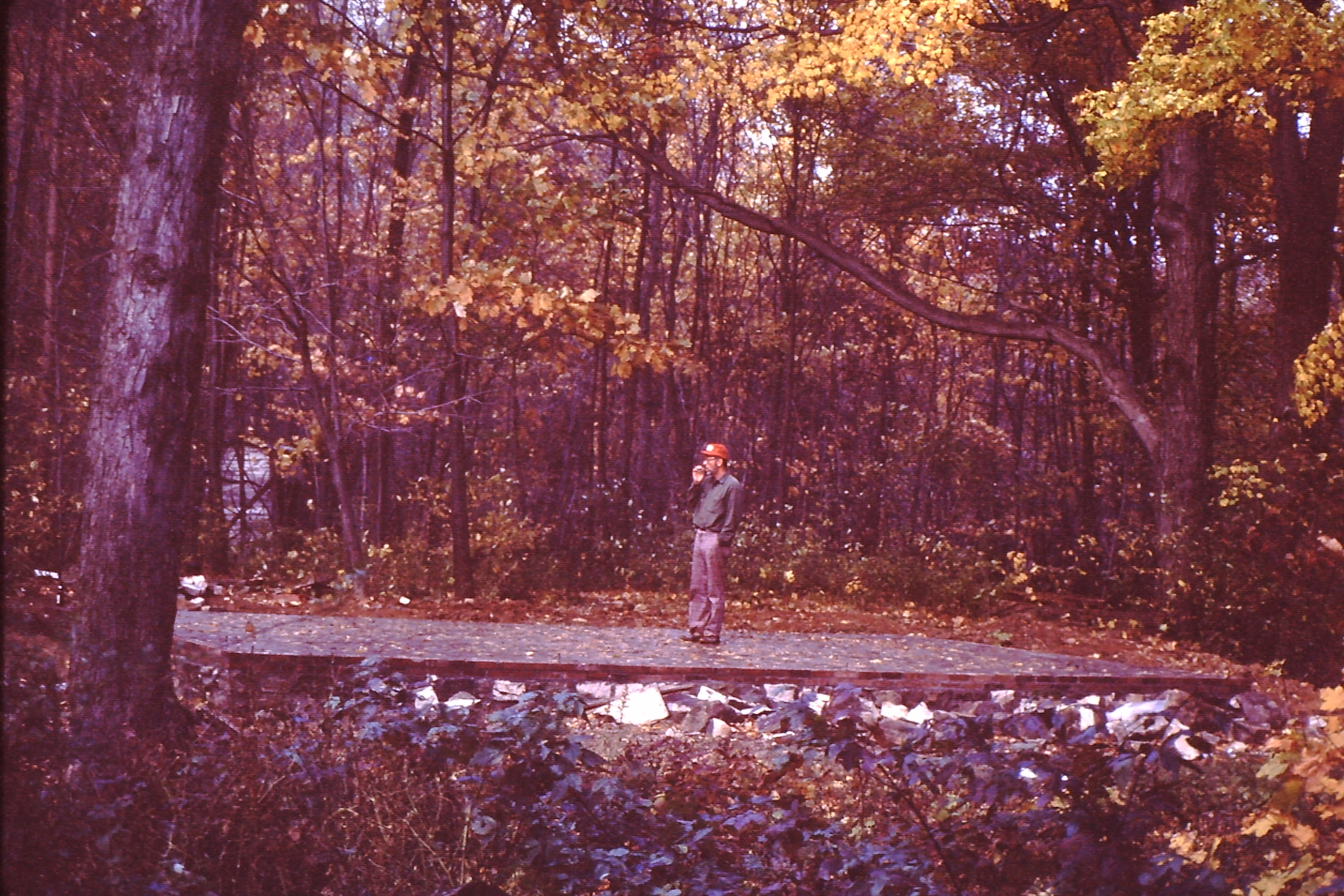 Dad contemplating he Shed foundation.