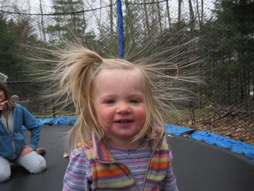 Simone jumps for joy for Jim at post marathon party