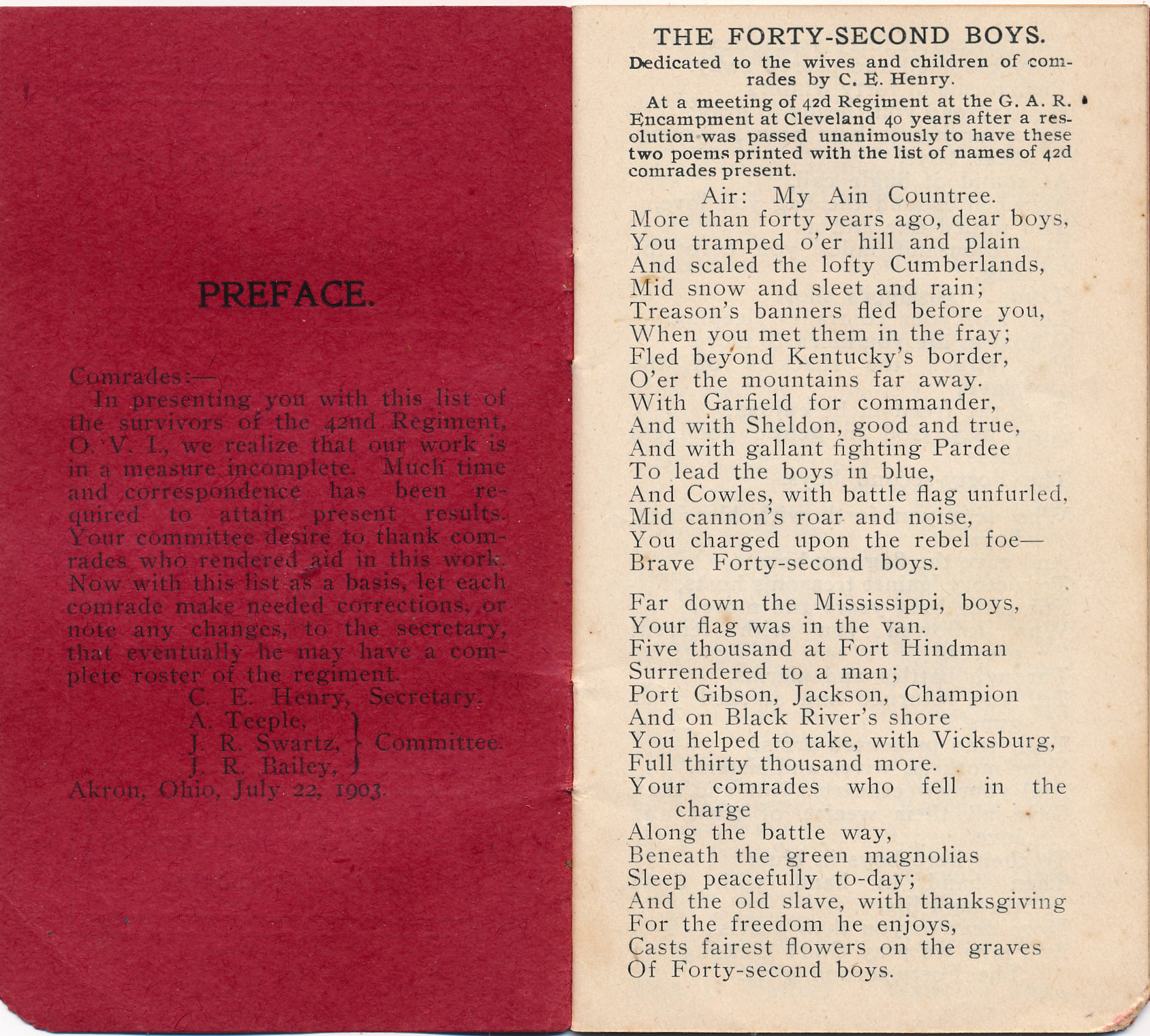 Inside cover and first poem