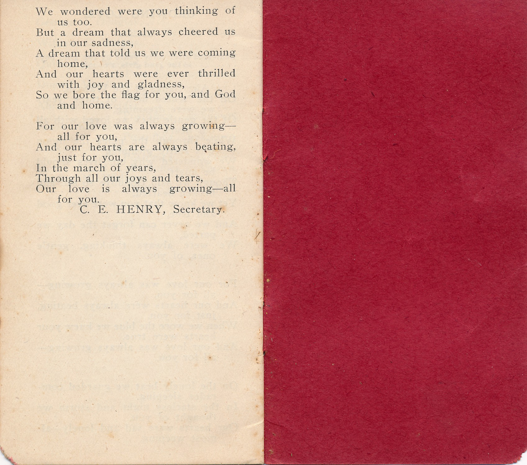 Last page of booklet