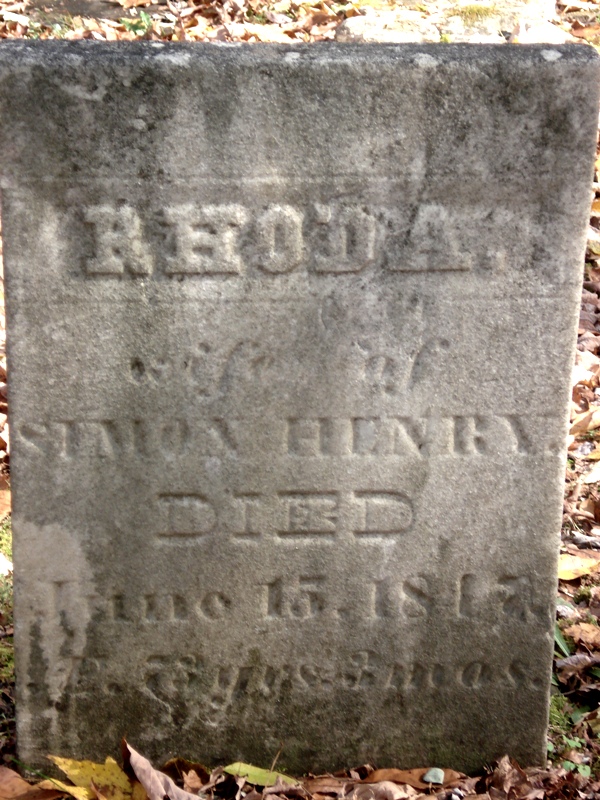 Rhoda Henry tombstone at Fowler Cemetery in Bainbridge, OH